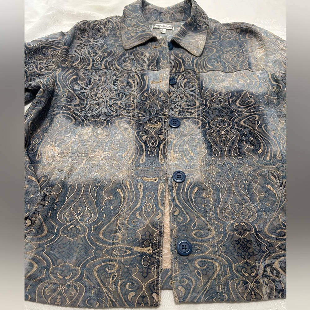Rebecca Malone jacket size L blue with intricate design - Picture 9 of 9